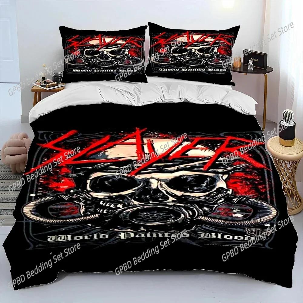 3D Print Slayer Heavy Metal Bplus Music Beding Set Bedrom Soft Modern Bedspreads Comefortable Soft with Soft Fabric Duvet Cover Quilt Pilowcase