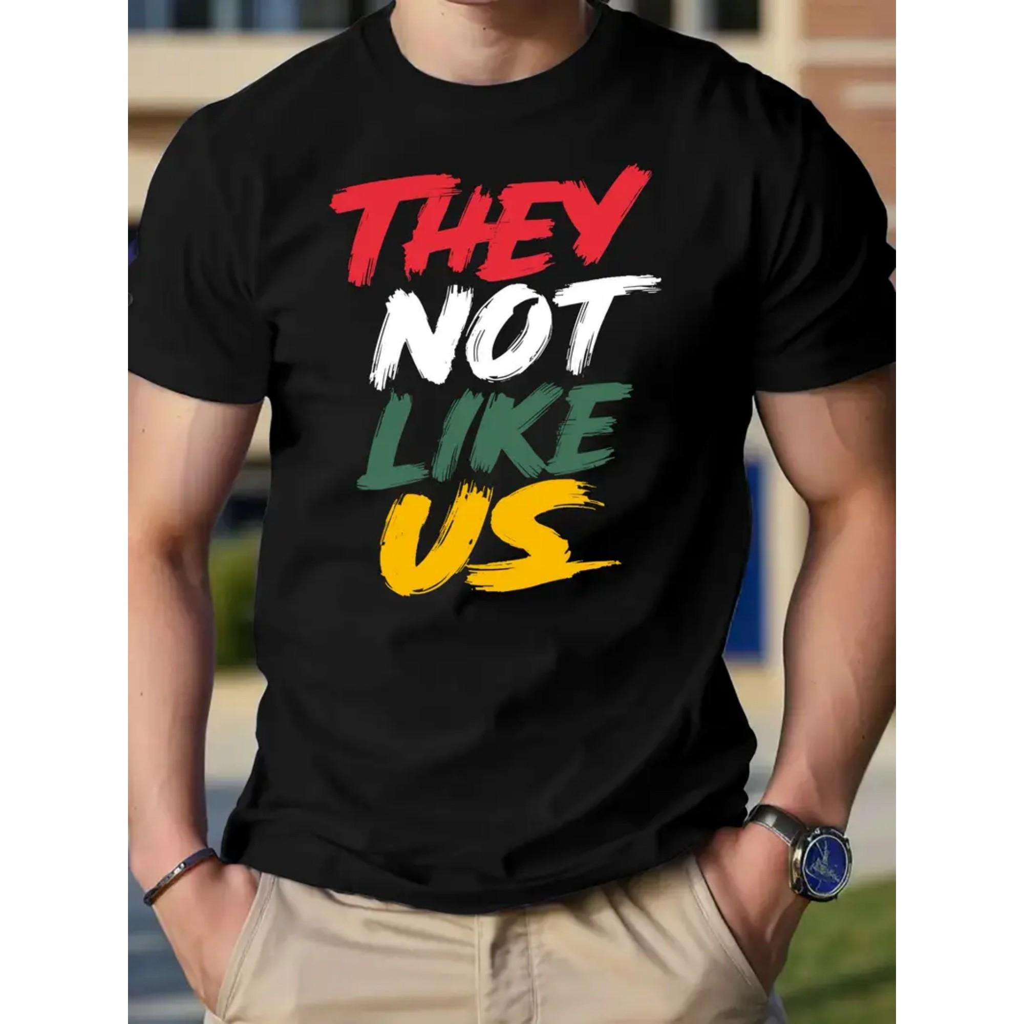 They Not Like Us Graphic Tee Men Short Sleeve Crew Neck Cotton Casual T-Shirt S