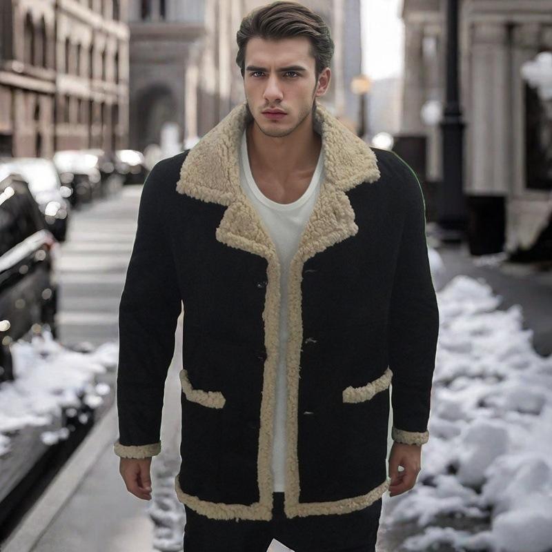 Herbst und Winter Fell Integrierter Verdickter Mantel Herrenmantel Jacke