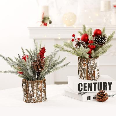 Christmas Decorations 25cm Flocking PE Simulation Mini Christmas Tree Home Window Table Ornaments