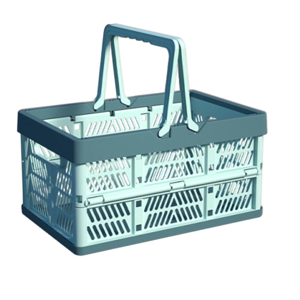 Plastic Collapsible Handle Crate with Handles Picnic Basket Stackable Storage Baskets for Home Organization Picnic and Shopping Blue S 4500₽