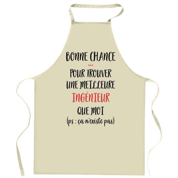 Tablier de cuisine - Planetee - Motif « Ingénieur ça n'existe pas » - Coton résistant - Impression France