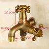 85AD Brass Bathroom Sink Faucets Washing Machine Mop Pool Faucet 2 Switches 2 Water Outlets Bathtub Garden Antique
