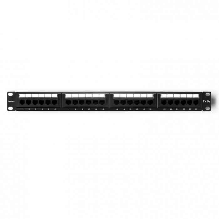 Qoltec Patch Panel Rack | 24 Porty | Kat.5E Utp | Czarny