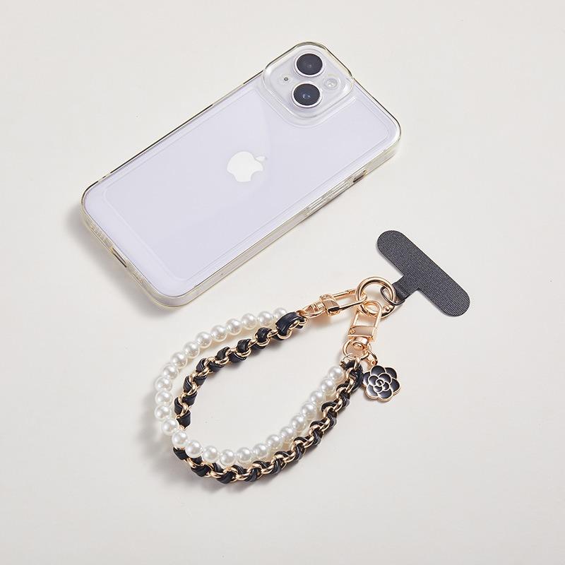Women Fashion Pearl Wrist Mobile Phone Lanyard Chain Accessory