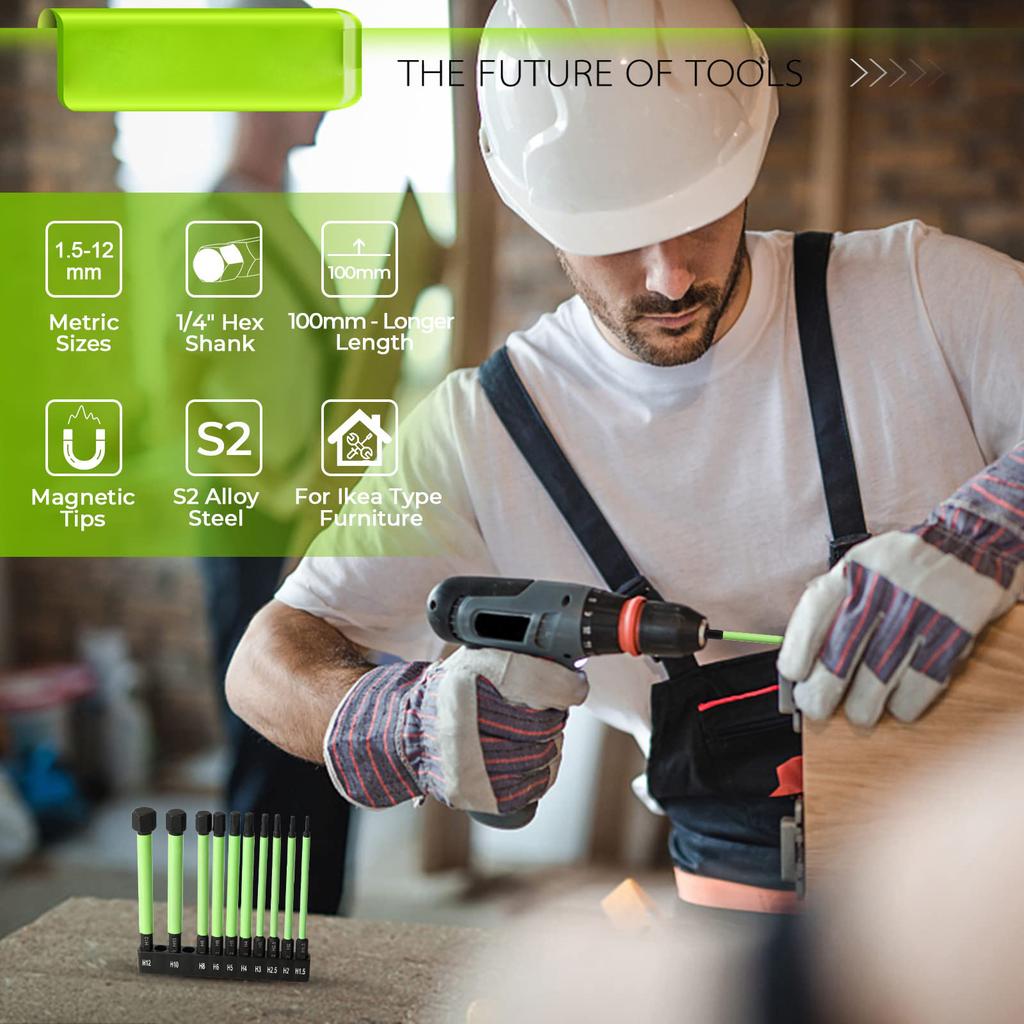 10Pcs Drill Screwdriver Bits Set S2 Alloy Steel 1/4 Inch Hex Shank Magnetic Bits Kit