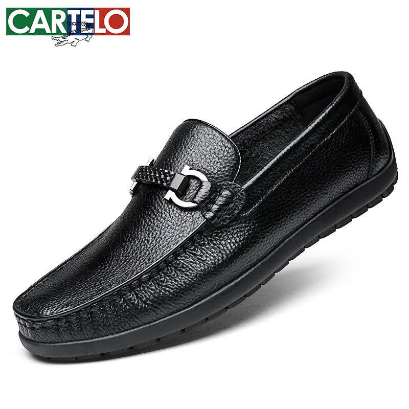 CARTELO Men s Business Casual Leather Moccasin Slip-On Shoes 9061 41