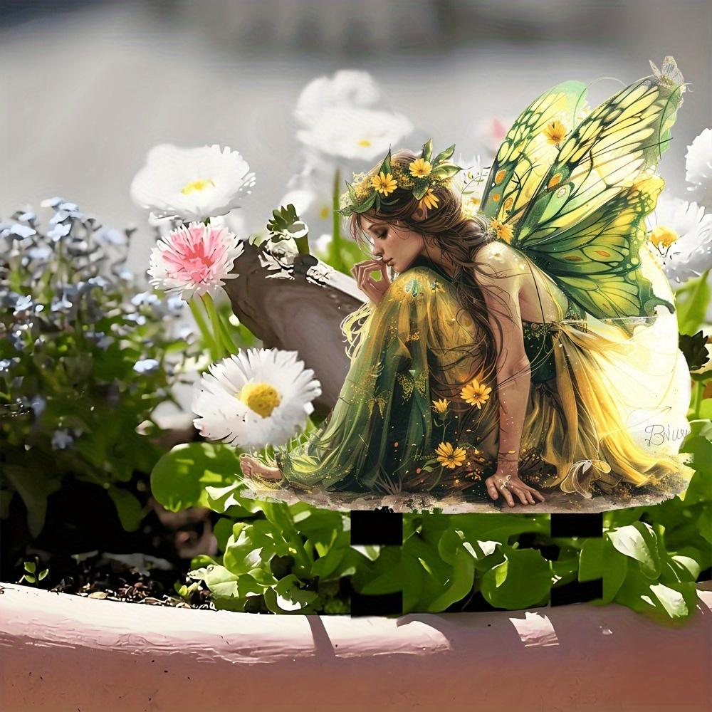 Decoración de Hada del Ala para jardines de fantasía, arte en maceta y cumpleaños.