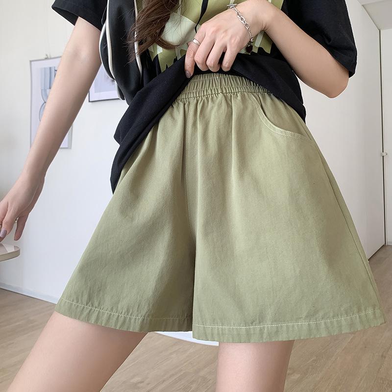 

Женские шорты хаки с высокой посадкой, приталенные, из хлопка и льна, для весны/лета 2025 - Повседневный миниатюрный крой 2XL (126-145 jin) зелёный