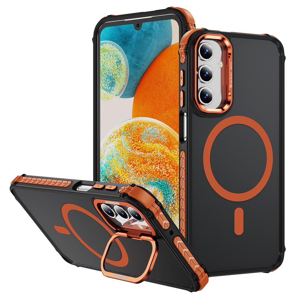 For Samsung Galaxy S24+ Case with Lens Kickstand Matte Back Cover Compatible with MagSafe