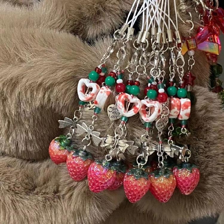 Sweet Strawberry Bead Charm for Mobiles and Key Holders Phone Lanyards