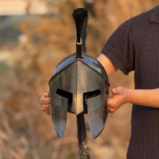 

movie king Leonidas Helmet King of Sparta Leonidas Black Medieval knight blackened Best Gift For Him