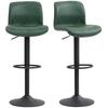 Bar Stools Set of 2, PU Leather Barstools with Backrest and Footrest for Kitchen, Counter, Breakfast Bar, Green