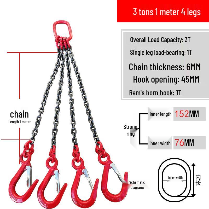 Multi-Hook Manganese Steel Chain Sling for Cranes & Forklifts