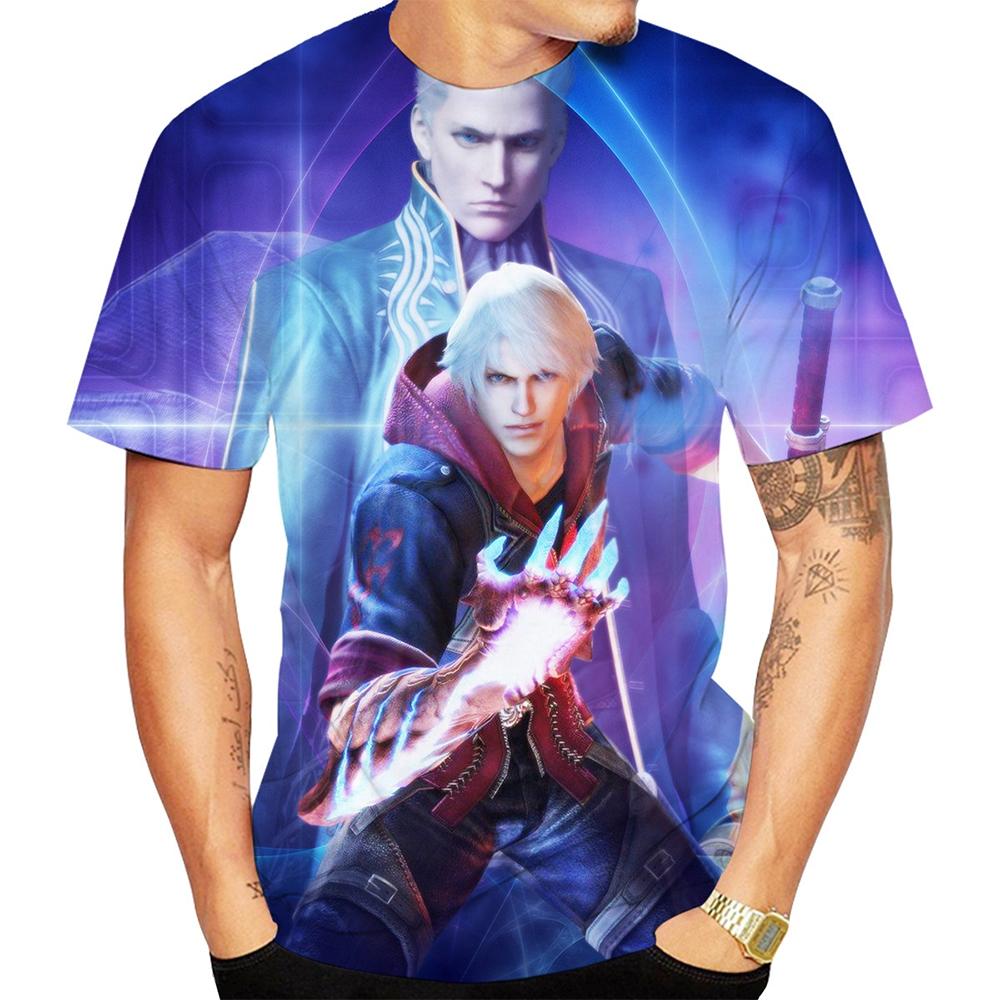 

Футболка с принтом Devil May Cry 3D Персонализированная футболка унисекс Мужская модная повседневная футболка больших размеров Футболка с круглым вырезом XL