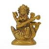 Maa Saraswati Idol Sitting On Hans, Goddess, Religious Statue, Brass, Gold Idol