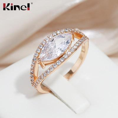 Kinel Glänzende Natürliche Zirkon Ringe Für Frauen Rose Gold Farbe Edlen Schmuck
