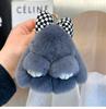 Rabbit Doll Bag Pendant Fashion Pluff Bunny Keychain Fluffy Cute Play Dead Rabbit Bowknot Smooth Rabbit Fur Keychain Girl Friend