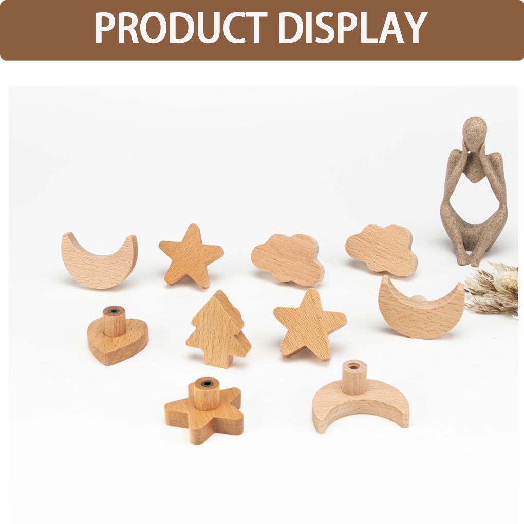 6pack/lot Moon Drawer Knobs Wooden Handles For Children S Room Decor Wooden Animal Cabinet Knobs