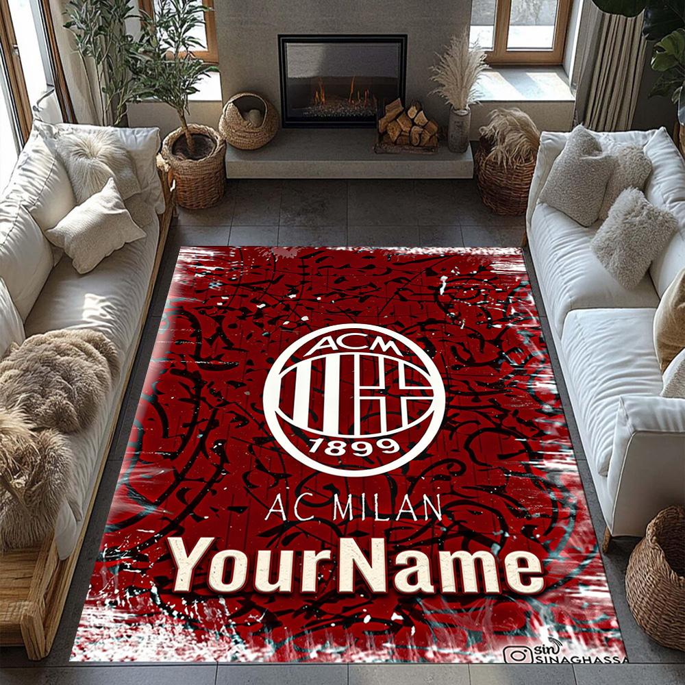 Ac Milan Customize Text Floor Rug Office Rug Suitable for Decorate room Foyer Outdoor Dormitory Anti-slip Rug Decorate Offices