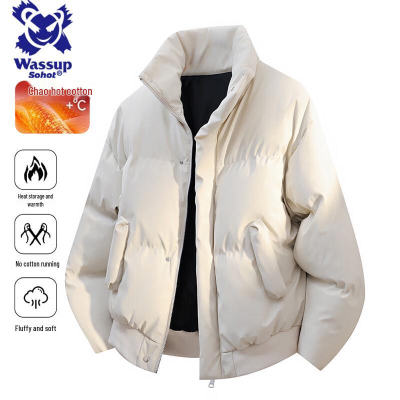 Wassup Sohot Men's American Retro Stand Collar Puffer Jacket
