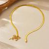 DIEYURO 316L Stainless Steell Rose Flower Pendant Snake Bone Necklace For Women Novel Trend Fashion Neck Jewelry Glamorous Gift