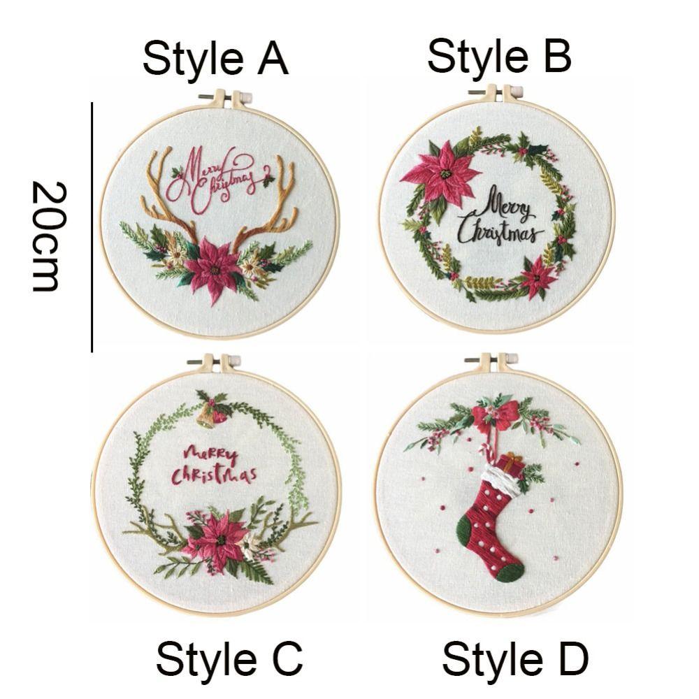 Elk Deer Christmas Embroidery Kit DIY Embroidery Set Home Decor Cross Stitch Set  Adults