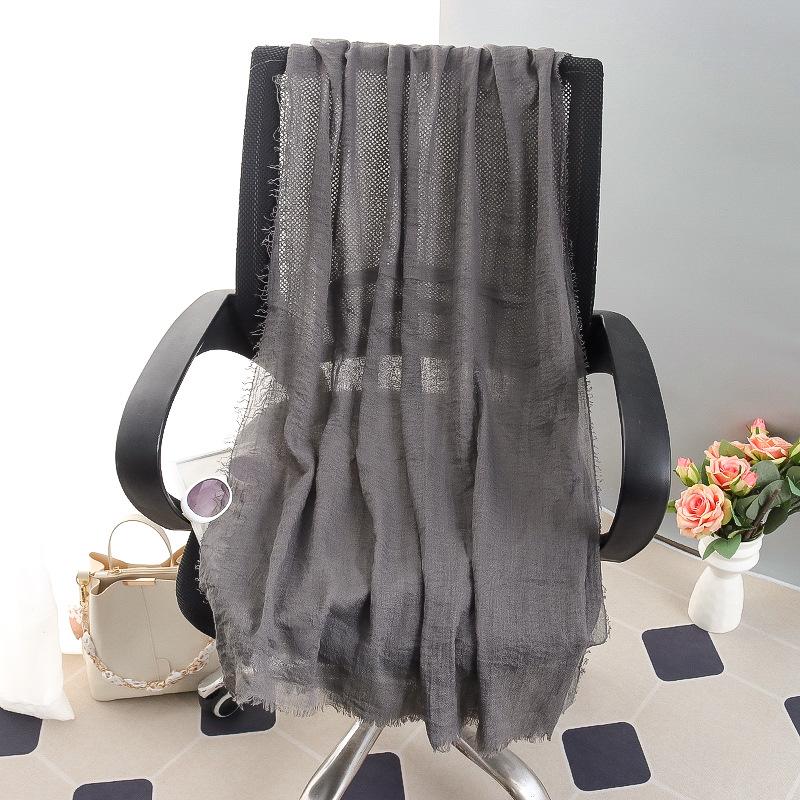 Sciarpa grande da donna in cotone e lino di colore puro: Foulard musulmano primaverile/estivo, telo mare, scialle con protezione solare