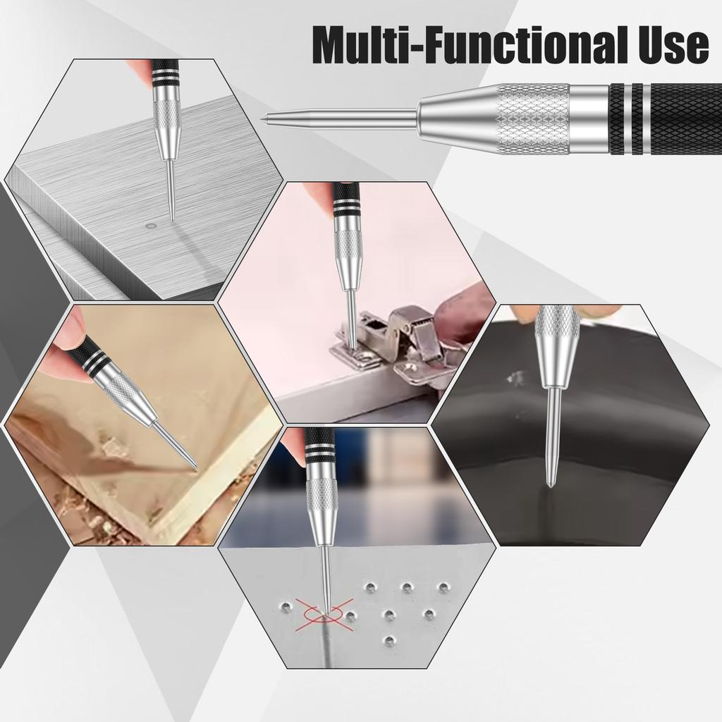 5inch Automatic Center Punch Premium Steel Spring Loaded Center Hole Punch, Adjustable Spring Impact Center Marker Scriber Tool
