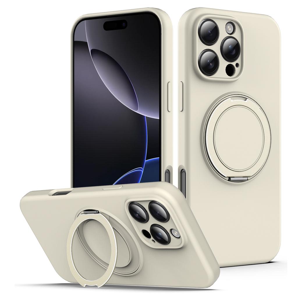 For iPhone 16 Pro Max Case Compatible with MagSafe Rotating Metal Kickstand PC + Silicone Phone Cover