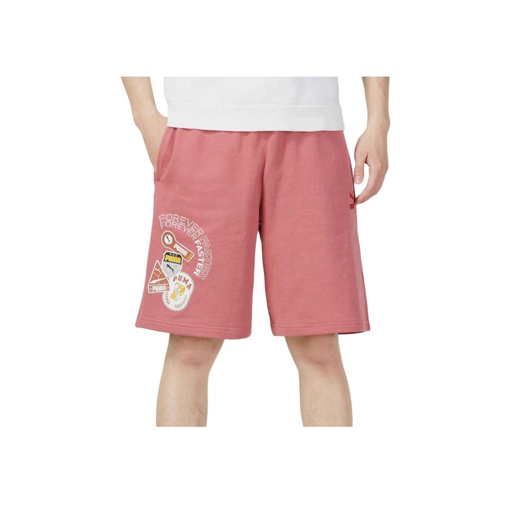 Puma Letter Print Lace-Up Straight Shorts Men Shorts Deep-Pink 623254-50