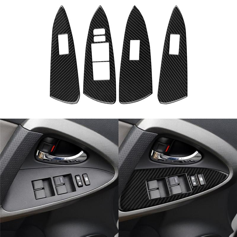 For Toyota RAV4 Car Interior Button Panel Decoration Protection Carbon Fiber Sticker 2006-2012 Car Styling Accessories