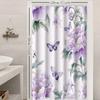 1pc Purple flowered butterfly Shower Curtain with Metal Grommets, Polyester Bath Curtain Widow Curtain Bathroom Decor & Accessor
