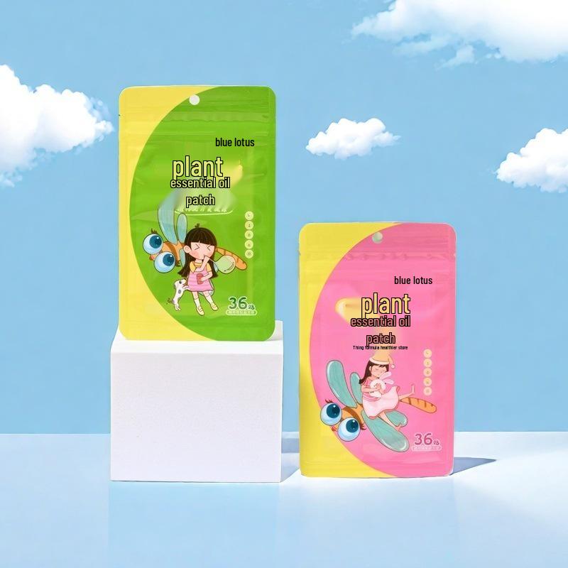 120 Blue Lotus Mosquito & Insect Repellent Oil Patches for Adults & Kids - Cartoon Design for Outdoor Use