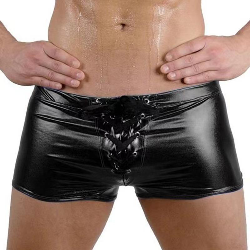 Men's Sexy Plus Size Patent Leather Boxer Briefs and Jockstrap