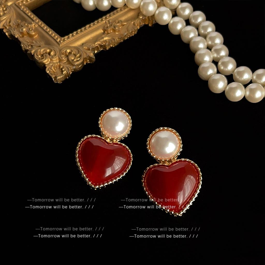 Mid-Century Vintage Stud Earrings: Trendy Literary Style in Light Luxury Fashion