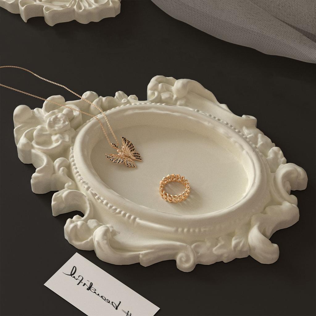 European-Style Palace Vintage Relief Pattern Storage Tray Decorative Piece DIY Oval Picture Frame Silicone Mold