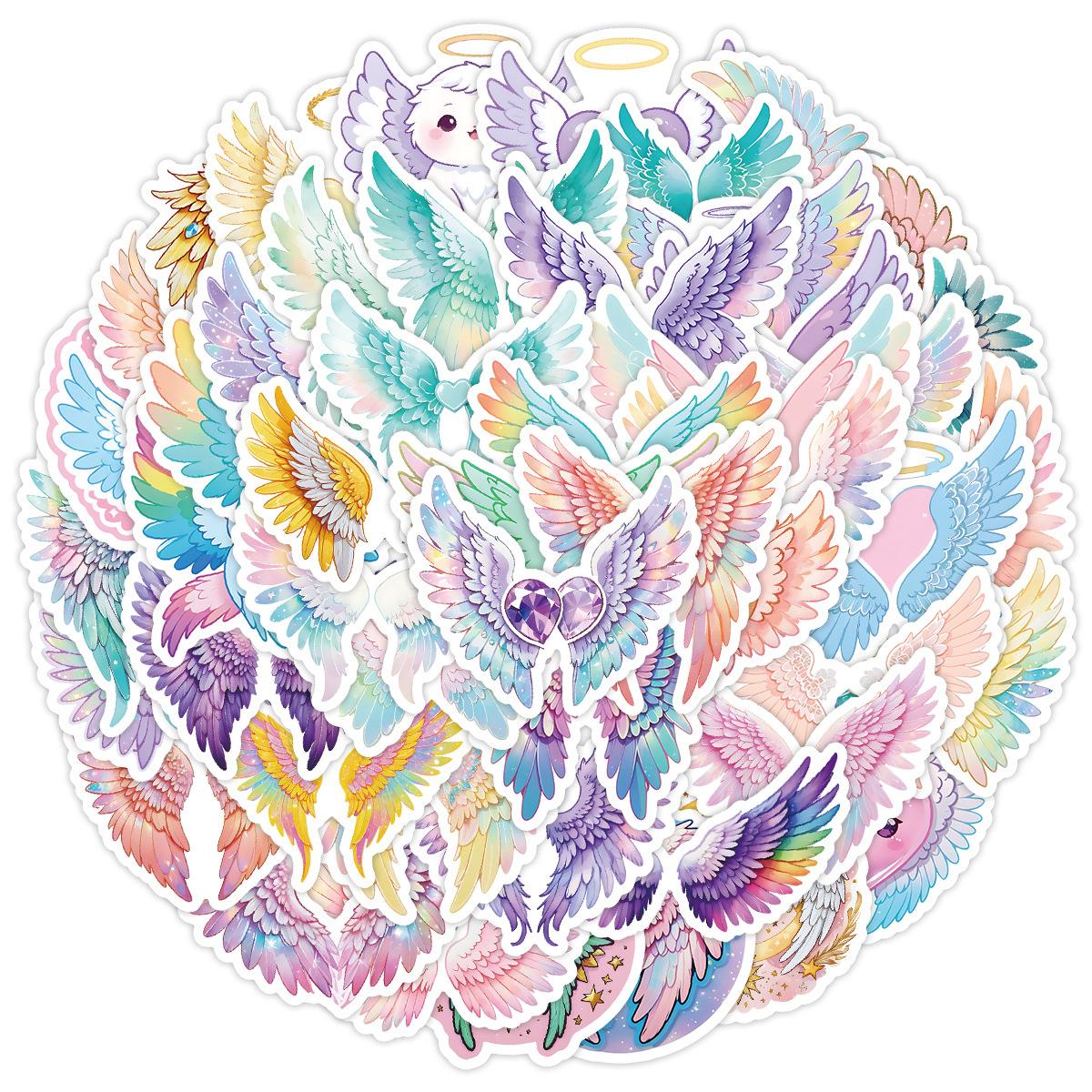 

50 Cute Angel Wing Graffiti Stickers, Creative Stationery Stickers, Water Cup and Computer Waterproof Decorative Stickers