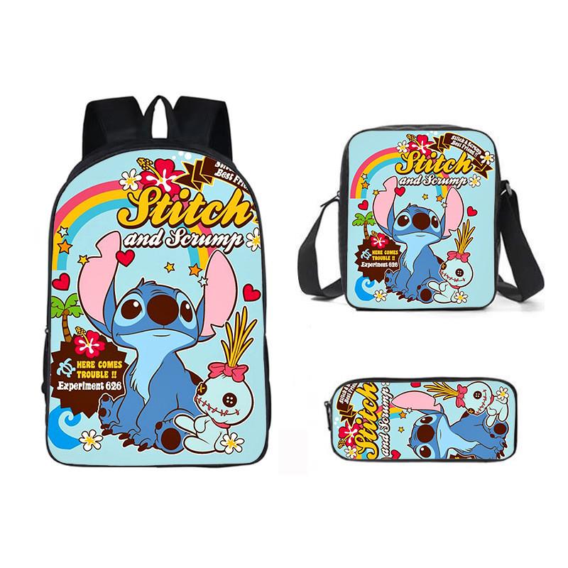 Stitch Cartoon Backpack For Kids Oxford Fabric Waterproof School Bag With Breathable Straps