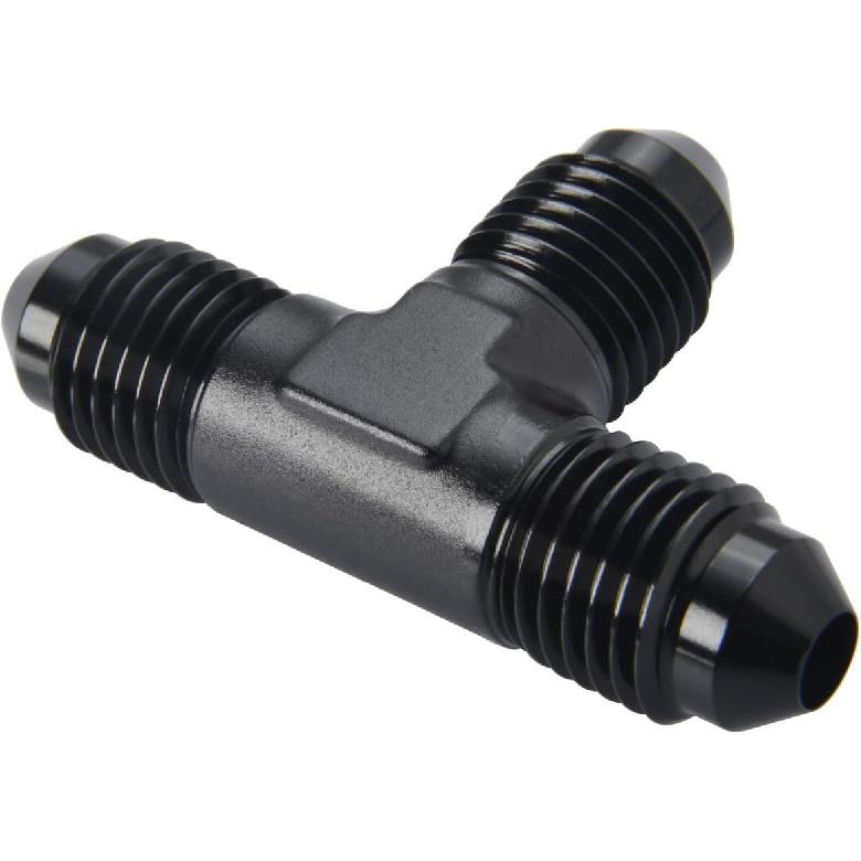 4AN Male Flare Tee T Block Fuel Fitting Adapter Aluminum Black