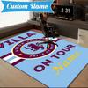 Custom Name Aston-Villa Pride Rug Game Carpet, Floor Mat for Bedroom Living Room Entryway Rug, Home Decor Idea Gift for Christmas birthday