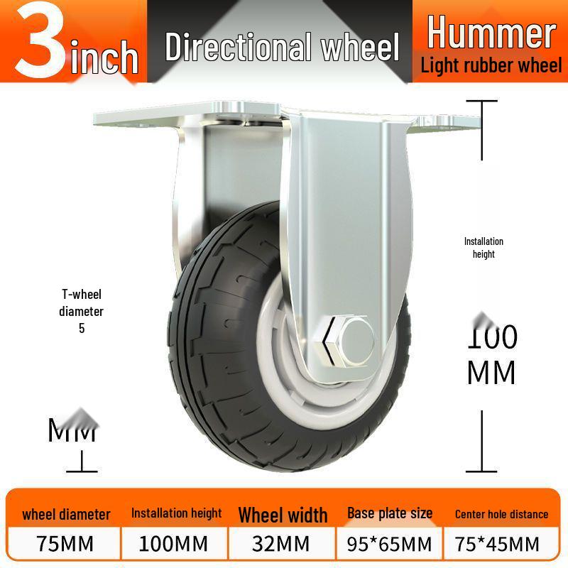 Universal Silent Rubber Caster Wheel - 4, 5, 6, 8 Inch Wear-Resistant for Hand Trucks and Flatbed Trolleys.
