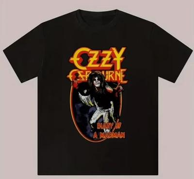 Herren Schwarzes Ozzy Osbourne Grafik-T-Shirt