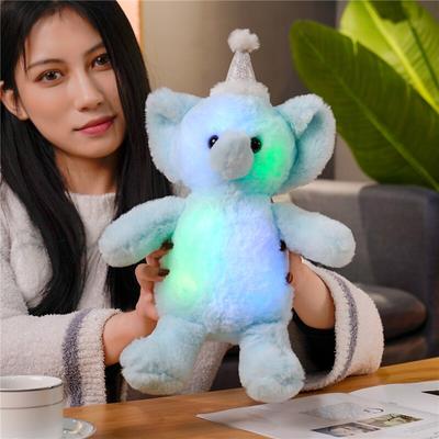Creative Light Up Led Elephant Stuffed Animal Plush Toy Colorful Glowing Elephant Christmas Gift for Kids Children