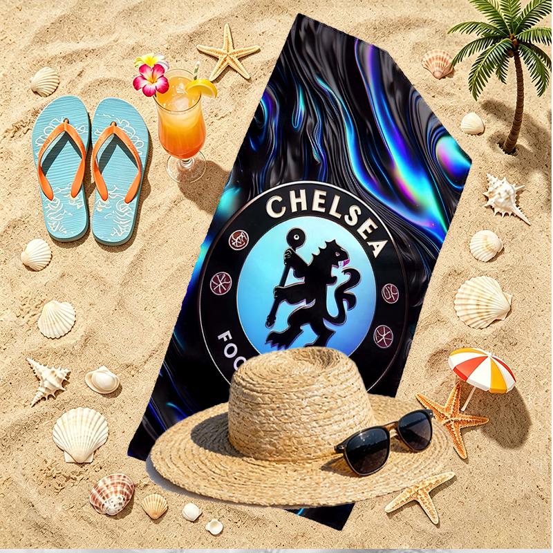 Football Club F.C Print Beach Towel, Versatile Lightweight Absorbent Beach Towel for Pool Surf Yoga Bathroom, Perfect Birthday Holiday Gift