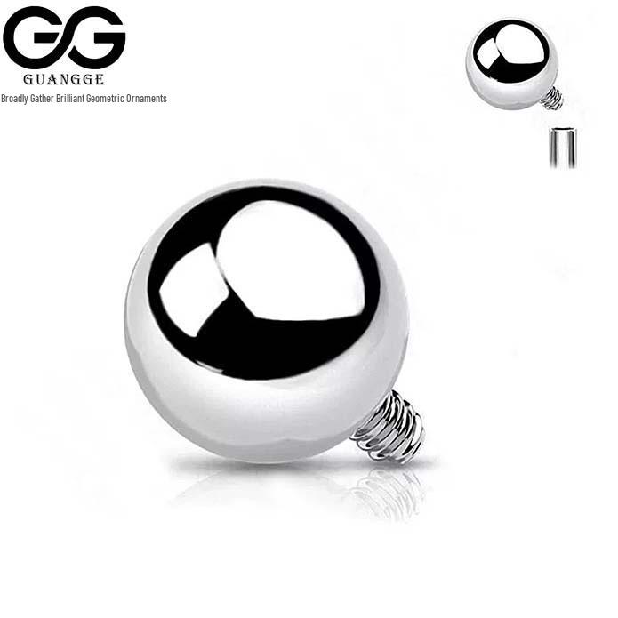Guangge F136 Titanium Alloy Lip & Tongue Stud Earrings with Threaded Round Ball & Cone Ends 4mm