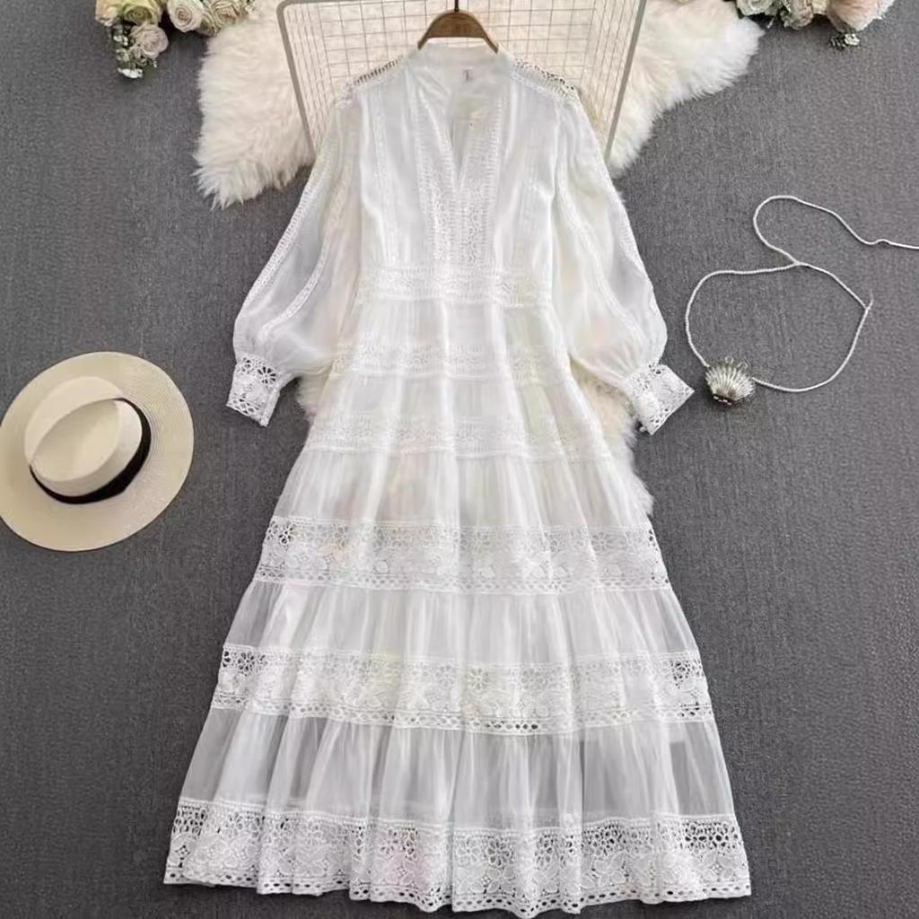 New French lace women's wear, elegant and slimming, new Chinese style high-end long skirt, fashionable and elegant