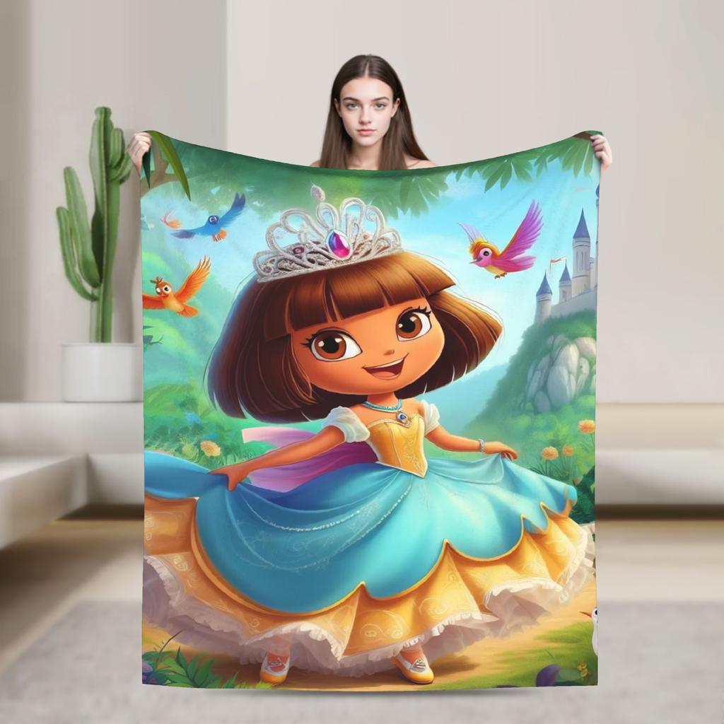 Warm BlanketChild Decorative Cartoon D-Dora The E-Explorer Adventure Throw Blanket For Outdoor Comfortable Sofa Bed Cover