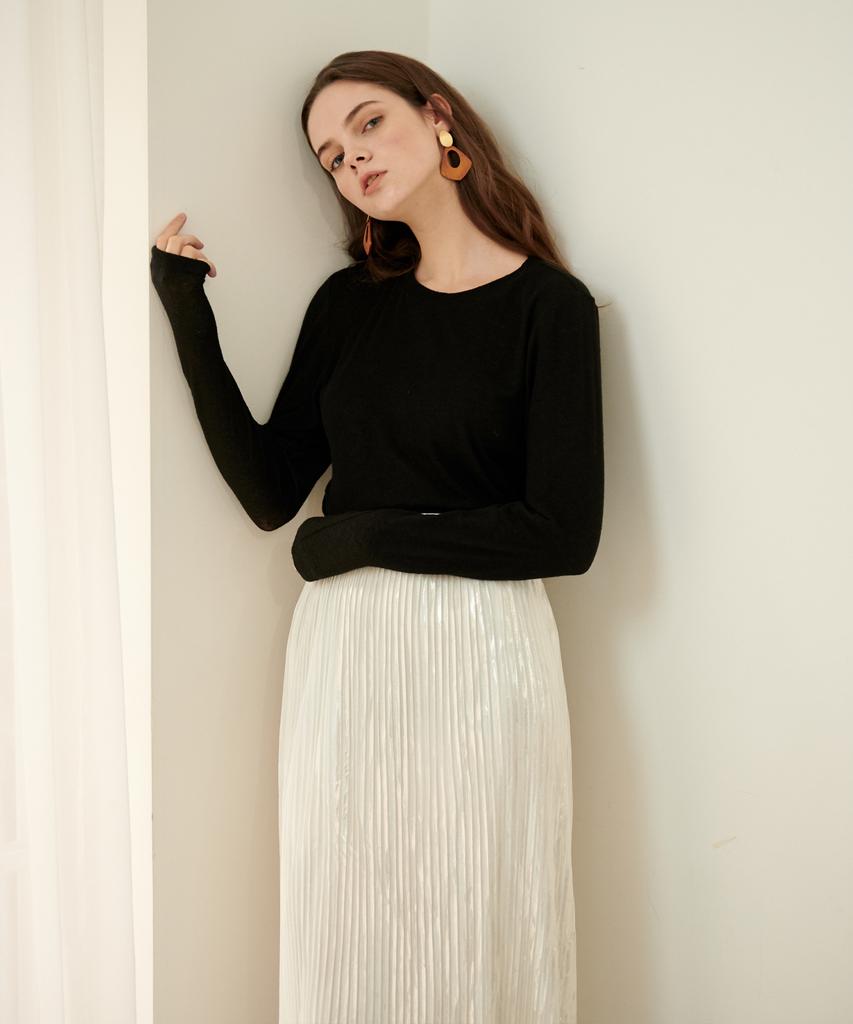 Ossi Wool Tencel Long-Sleeve Knit Wear