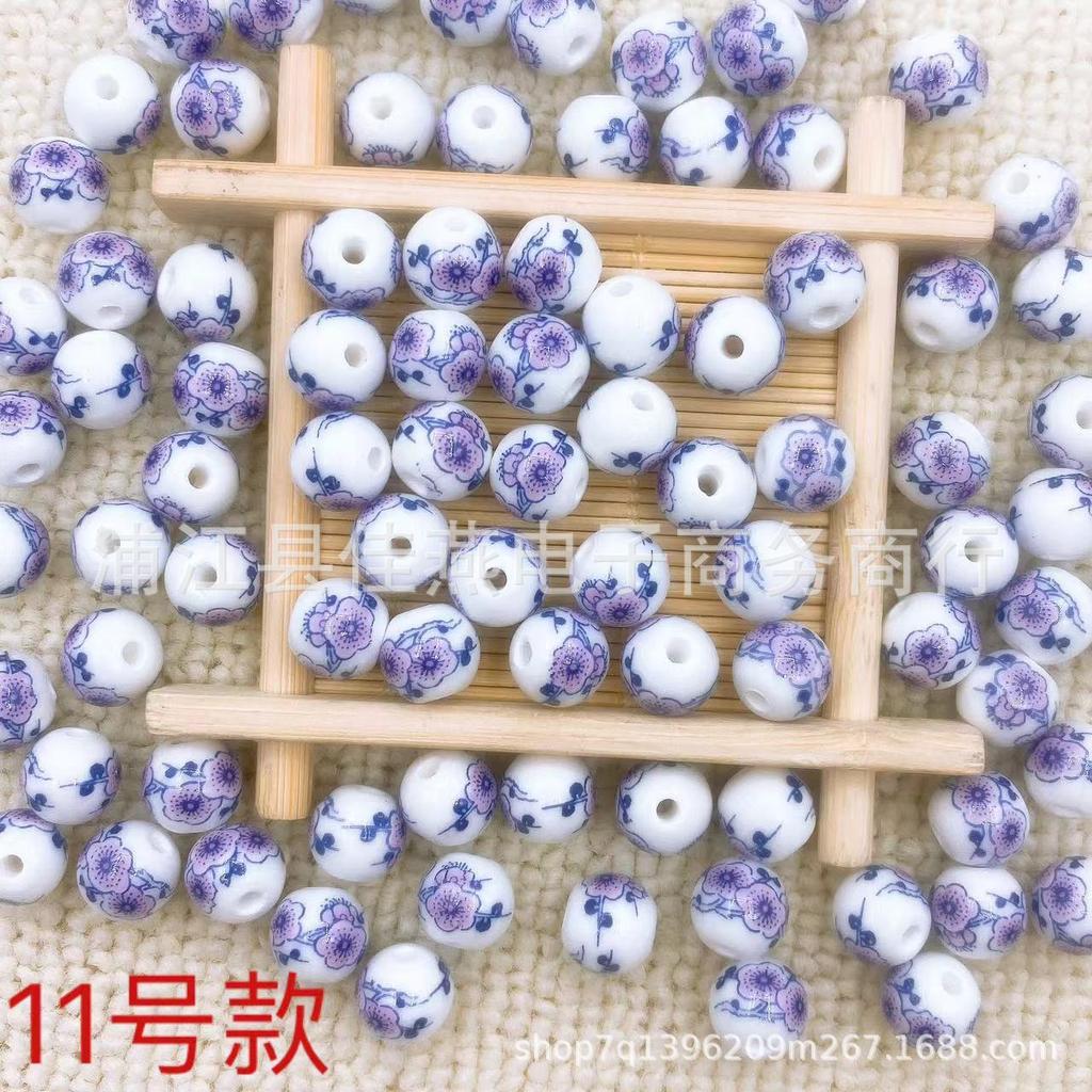20pcs Ceramic Beads with Floral Decals Round Beads for DIY Jewelry Making Crafting Accessories for Bracelets Necklaces